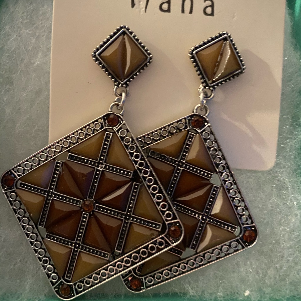 Brown Hana Statement Multiple Stone Earrings